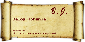 Balog Johanna névjegykártya