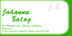 johanna balog business card